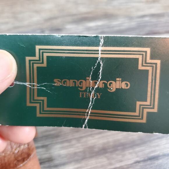 Sangiorgio Italy Tooled Leather Studded Belt Tan Gold Hardware NWT Western Boho - Picture 5 of 6